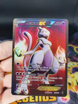 Pokemon Mewtwo EX TCG Full Art Holo Card 158/162 2015 Breakthrough Ultra Rare Lp - Image 1