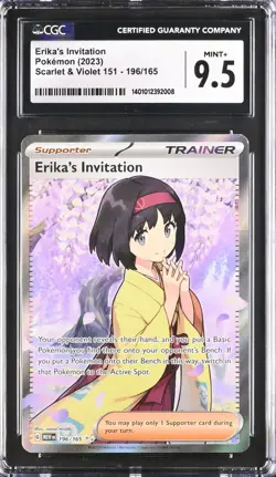 CGC 9.5 MINT+ Erika's Invitation 196/165 Pokemon 151 Full Art Ultra Rare 2023 - Image 1
