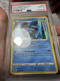 2021 Pokemon SWSH Fusion Strike Swampert Holo Bleed 064/264 PSA 10 Gem Mint - Image 4