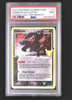 Pokemon Umbreon Gold Star Celebrations Classic Coll. 17/17 PSA 9 MINT - Image 1