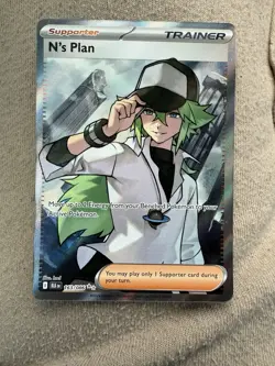 Pokemon TCG NM N's Plan 163/086 Full Art Trainer Black Bolt English - Image 1