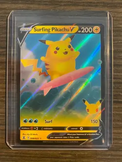 Pokemon 25th Celebrations Surfing Pikachu V Full Art 008/025 ✨ NM/M Pack Fresh - Image 1