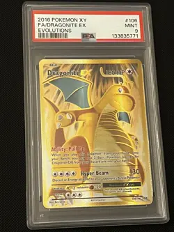 2016 Pokemon Evolutions #106 Dragonite EX Full Art PSA 9 Mint - Image 1