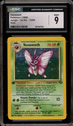 Pokemon Venomoth Jungle 1st Edition Holo Rare #13 CGC 9 Mint - Image 1