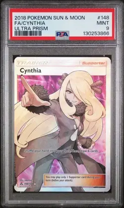 PSA 9 2018 POKEMON SUN & MOON ULTRA PRISM #148 FA/CYNTHIA ULTRA PRISM - Image 1