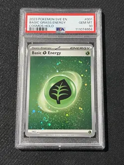 Cosmos Holo 2 Swirls 💫 PSA 10 BASIC GRASS ENERGY 001 Pokemon TCG - Image 1