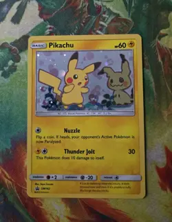 2019 Pokemon TCG Pikachu w/ Mimikyu SM162 Black Star Promo Holo NM Condition - Image 1