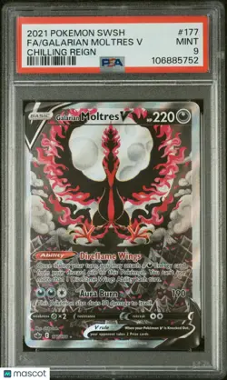 2021 Pokemon Sword & Shield Chilling Reign Galarian Moltres V 177/198 PSA 9 - Image 1
