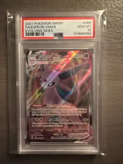 Espeon VMAX #065 *PSA 10 Gem* 2021 Pokemon SWSH Evolving Skies Full Art - Image 1