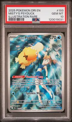 2025 POKEMON DRI EN DESTINED RIVALS 193 MISTY'S PSYDUCK ILLUSTRATION RARE PSA 10 - Image 1