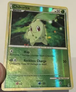 2011 Pokemon Chikorita #53/95 Call of Legends Reverse Holo LP (See Desc) - Image 3