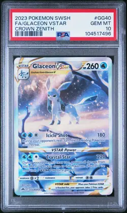 2023 POKEMON SWORD & SHIELD CROWN ZENITH #GG40 FULL ART/GLACEON VSTAR PSA 10 - Image 1