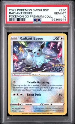 Radiant Eevee Pokemon Go Premium Coll. Swsh Black Star Promo 230 PSA 10 - Image 1