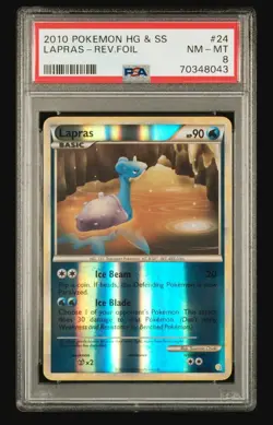 2010 POKEMON HEARTGOLD & SOULSILVER #24 LAPRAS PSA 8 REV FOIL - Image 1