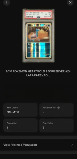 2010 POKEMON HEARTGOLD & SOULSILVER #24 LAPRAS PSA 8 REV FOIL - Image 3