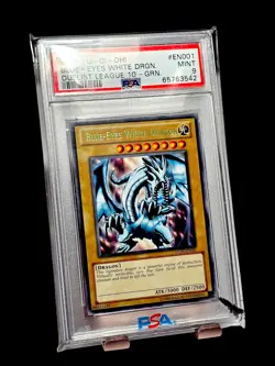 GREEN FOIL Blue-Eyes White Dragon PSA 9 Duelist League Promo DL09-EN001 Yugioh - Image 3