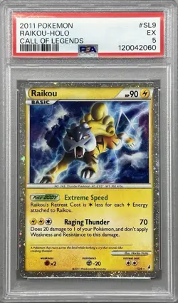 Pokemon TCG Shiny Raikou Holo Rare Card Call of Legends SL9 PSA 5 - Image 1