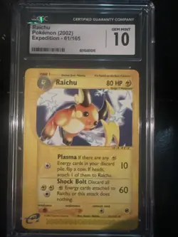 Raichu cgc 10 GEM MINT NON-HOLO Expedition 2002 E-Reader 61/165 psa card Pokem - Image 1