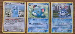 Pokemon Card Azurill Marill Azumarill Set Diamond & Pearl Base Set Rare - Image 1