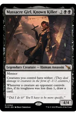1x MTG Massacre Girl, Known Killer - MKM Mythic! NM Mint! Ships Fast - Image 1