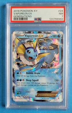 2016 Pokemon XY Generations Vaporeon EX 24/83 PSA 7 NM - Image 1