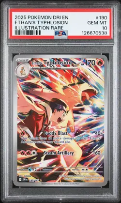 2025 POKEMON DRI EN-DESTINED RIVALS ILLUSTRATION RARE ETHAN'S TYPHLOSION PSA 10 - Image 1