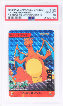 1999 Pokemon Japanese Bandai Carddass Vending Series 5 Charizard Prism PSA 10 - Image 1