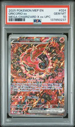 2025 Pokemon MEP EN Oricorio ex #024 Promo Mega Charizard X ex UPC PSA 10 (237 - Image 1
