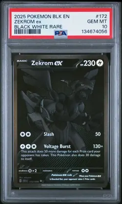 2025 POKEMON BLK EN-BLACK BOLT #172 ZEKROM EX PSA 10 - Image 1