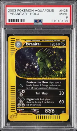 2003 POKEMON AQUAPOLIS #H28 TYRANITAR-HOLO PSA 9 - Image 1