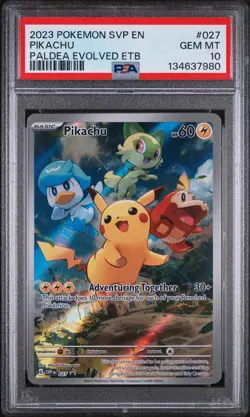 2023 POKEMON SVP EN-SV BLACK STAR PROMO #027 PIKACHU PSA 10 - Image 1