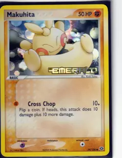 2005 POKEMON NINTENDO EX EMERALD- MAKUHITA 54/106 -REVERSE HOLO- STAMPED NM/M - Image 1