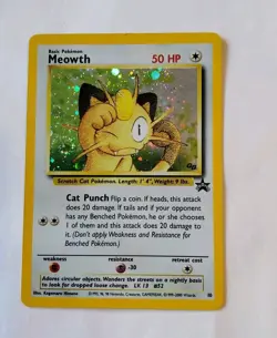 Pokemon Meowth Black Star Promo #10, SWIRL GB Stamped Holo, LP - Image 1