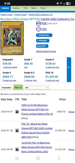 Yu-Gi-Oh Blue Eyes White Dragon Secret Rare - Limited Edition BPT-003 CGC 10 - Image 2