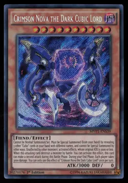 Yugioh Crimson Nova the Dark Cubic Lord MVP1-ENS39 1st Edition Secret Rare NM - Image 1