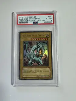 2002 Yu-Gi-Oh! LOB-001 Blue-Eyes White Dragon Holo Rare PSA 6 - Image 1