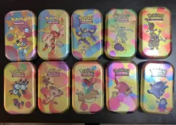 Pokemon 151 Mini Tins complete set of 10 with display box plus bonus cards. - Image 2