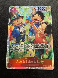 ONE PIECE Card Game Carrying on His Will- ACE & SABO & LUFFY SR OP13-007 English - Image 1