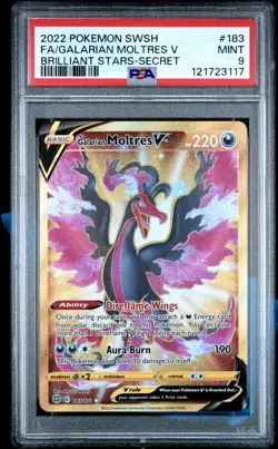 2022 POKEMON SWORD & SHIELD BRILLIANT STARS FULL ART/GALARIAN MOLTRES V PSA 9 - Image 1