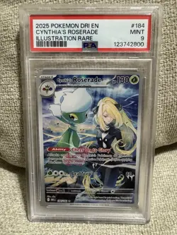 PSA 9 Mint Cynthia's Roserade 184/182 Illustration Rare - Pokemon DRI SV10 - Image 1