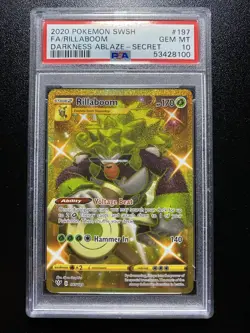 PSA 10 GEM MINT POKEMON SWSH DARKNESS ABLAZE RILLABOOM SECRET RARE #197/189 ENG - Image 1