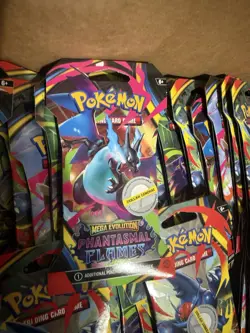 Tcg Pokemon Mega Evolution Phantasmal Flames Sleeved Booster Packs Sealed Lot 50 - Image 2