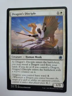 MTG Magic The Gathering Card Dragon's Disciple Creature Human Monk White Dungeon - Image 1