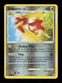 Lopunny 30/130 Reverse Holo Rare Diamond and Pearl Pokemon Card - Image 1