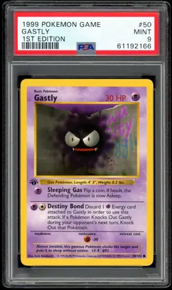 1999 Pokemon GASTLY Base Set 1ST EDITION Shadowless Non Holo Card 50/102 - PSA 9 - Image 1