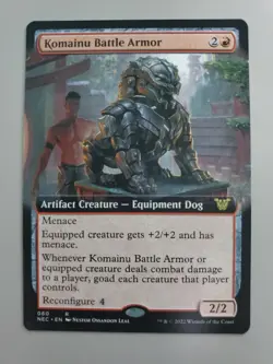 MTG Komainu Battle Armor Commander: Kamigawa: Neon Dynasty Extended Art Rare - Image 1