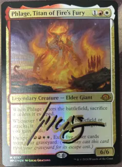 Phlage, Titan of Fire's Fury Foil Modern Horizons 3 Signed Lucas Graciano Signed - Image 1