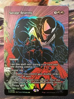 Savage Beating - Borderless FOIL - Spider-Man #26 Mythic, NM - Image 1