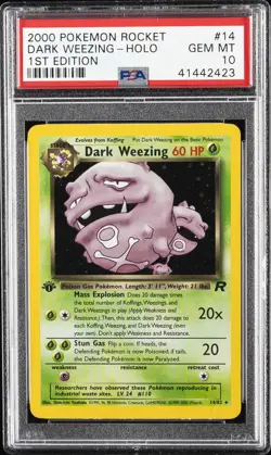 2000 POKEMON ROCKET 1ST ED #14 DARK WEEZING-HOLO PSA 10 - Image 1