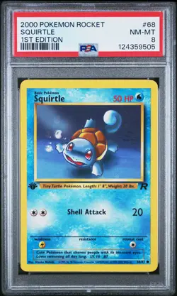 2000 POKEMON ROCKET 1ST ED #68 SQUIRTLE PSA 8 - Image 1
